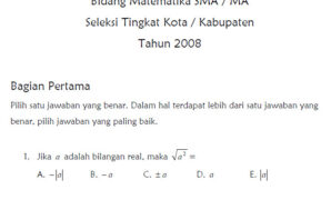 Soal Seleksi Olimpiade Sains Nasional Bidang Matematika SMA 2008