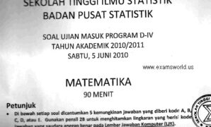 Contoh Soal Ujian Matematika Seleksi Masuk Sekolah Tinggi Ilmu Statistika