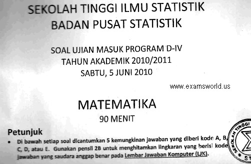  Soal Ujian Seleksi Masuk STIS 2007 2019 Matematika 