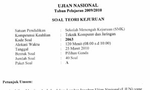 Soal Ujian Nasional TKJ SMK 2009-2010