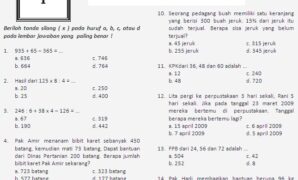 Soal Prediksi UASBN Matematika sd 2011