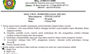 Soal Instalasi Komputer/PC untuk SMK TKJ Kelas 1