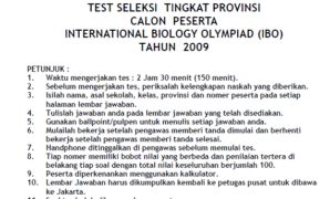 Soal Seleksi International Biology Olympiad 2009 Tingkat Propinsi