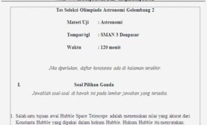 Soal Seleksi Olimpiade Astronomi SMA