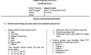 Soal UAS - Ujian Akhir Semester Ganjil PAI SMA Kelas X