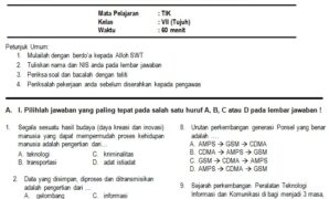 Contoh Soal UAS TIK SMP Kelas 7-Semester 1