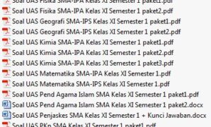 Kumpulan Soal UAS SMA/MA Kelas XI Semester 1 Lengkap