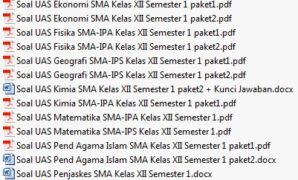 Kumpulan Soal UAS SMA/MA Kelas XII Semester 1 Lengkap